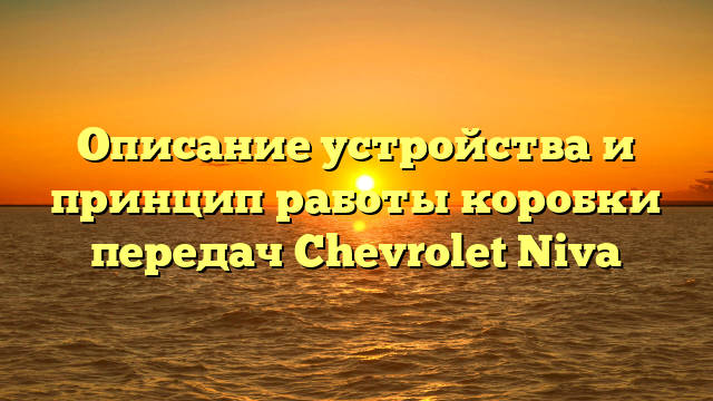 Описание устройства и принцип работы коробки передач Chevrolet Niva