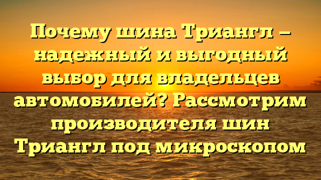 Почему шина Триангл — надежный и выгодный выбор для владельцев автомобилей? Рассмотрим производителя шин Триангл под микроскопом