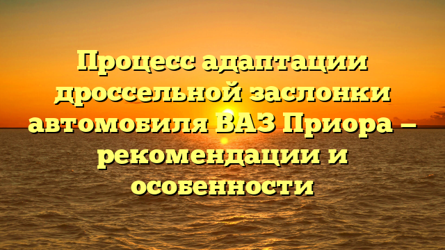 Процесс адаптации дроссельной заслонки автомобиля ВАЗ Приора — рекомендации и особенности