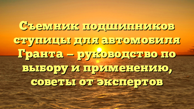 Съемник подшипников ступицы для автомобиля Гранта — руководство по выбору и применению, советы от экспертов