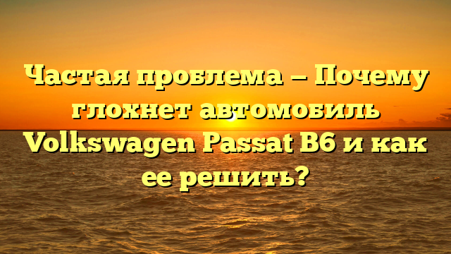 Частая проблема — Почему глохнет автомобиль Volkswagen Passat B6 и как ее решить?
