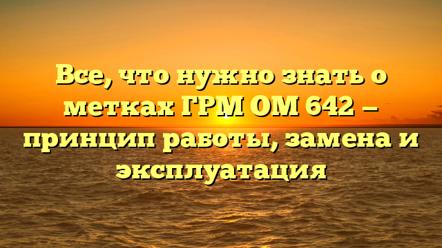 Все, что нужно знать о метках ГРМ OМ 642 — принцип работы, замена и эксплуатация